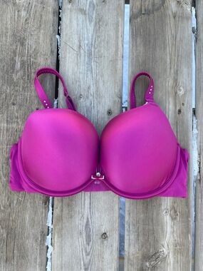 Curvy Couture Fuchsia Molded Push-Up Bra with Studded Straps